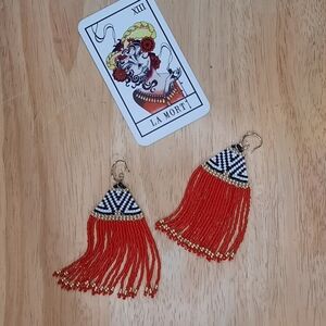 Red Fringe Earrings